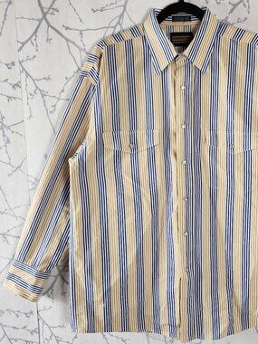 Panhandle Slim Yellow Blue Stripe Pearl Snap Western Shirt
